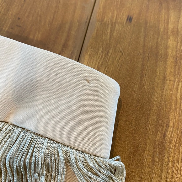 Jay Godfrey Mini Silk Fringe Strapless Dress Tan - Picture 7 of 12